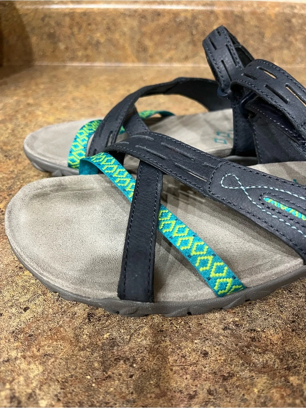Merrell Women’s Size 8 Navy Leather Strappy Sport Sandals Select Grip Comfort